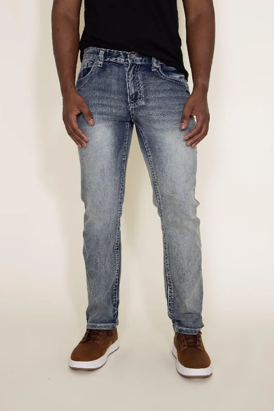 Plus Size Men's Relaxed Fit Jeans with a Tapered Leg for a Laid - Back Vibe True Luck Kirk Bootcut Stretch Jeans for Men | TL19150019 Plus Size Men's Relaxed Fit Jeans with a Tapered Leg for a Laid - Back Vibe True Luck Kirk Bootcut Stretch Jeans for Men | TL19150019