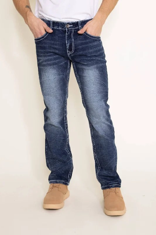 Men's Slim Fit Stretch Jeans in Dark Wash for a Modern and Comfortable Look True Luck Zachary Bootcut Stretch Jeans for Men | TL20356609 Men's Slim Fit Stretch Jeans in Dark Wash for a Modern and Comfortable Look True Luck Zachary Bootcut Stretch Jeans for Men | TL20356609