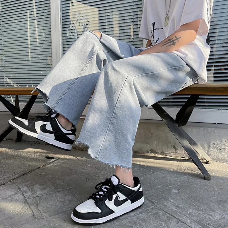 Men's Jeans with an Elastic Waistband for Ultimate Comfort Unisex Summer Hip Hop Denim Holed Straight Leg Streetwear Jeans Men's Jeans with an Elastic Waistband for Ultimate Comfort Unisex Summer Hip Hop Denim Holed Straight Leg Streetwear Jeans