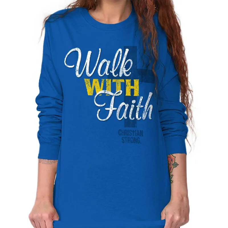 Men's stretch long sleeve denim shirts for a comfortable casual style Walk With Faith Long Sleeve T-Shirt Men's stretch long sleeve denim shirts for a comfortable casual style Walk With Faith Long Sleeve T-Shirt