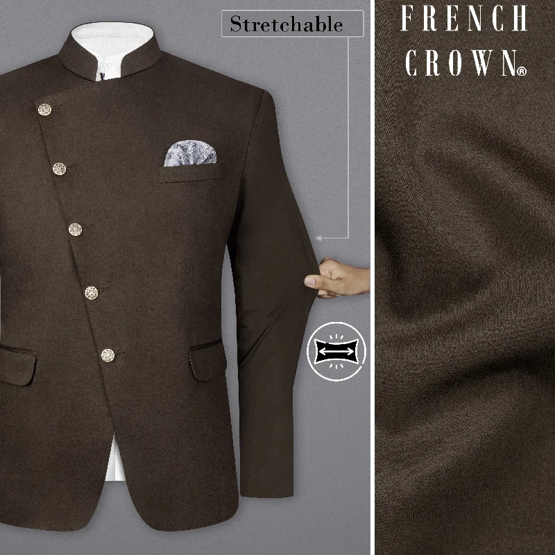 Men Blazers with Embroidery for a Personalized Touch Men Blazers with Embroidery for a Personalized Touch Walnut Brown Stretchable Premium Cotton Cross Placket Bandhgala traveler Blazer Men Blazers with Embroidery for a Personalized Touch Men Blazers with Embroidery for a Personalized Touch Walnut Brown Stretchable Premium Cotton Cross Placket Bandhgala traveler Blazer