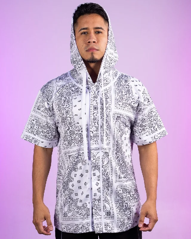 Men's Retro Hockey Jerseys with Classic Stripes and Logos for a Nostalgic Hockey Aesthetic White Bandana Hooded Baseball Jersey Men's Retro Hockey Jerseys with Classic Stripes and Logos for a Nostalgic Hockey Aesthetic White Bandana Hooded Baseball Jersey