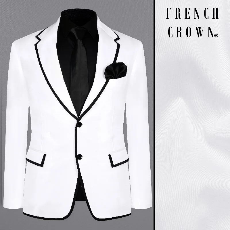 Men Blazers for Charity Events in Stylish and Comfortable Styles Men Blazers for Charity Events in Stylish and Comfortable Styles White with Black Border Patterned Cotton Blazer Men Blazers for Charity Events in Stylish and Comfortable Styles Men Blazers for Charity Events in Stylish and Comfortable Styles White with Black Border Patterned Cotton Blazer