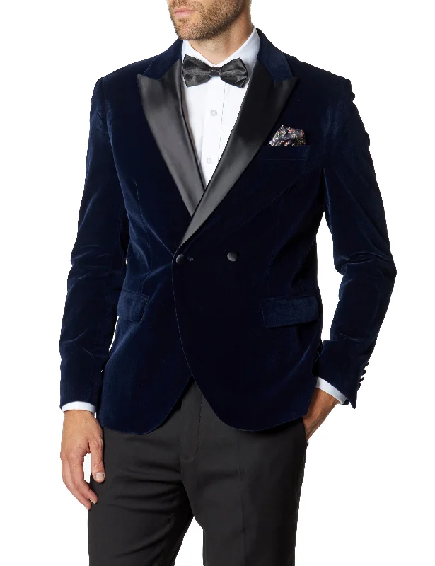 Men Blazers with Welt Pockets for a Sleek Look Men Blazers with Welt Pockets for a Sleek Look WILLS - NAVY VELVET DINNER JACKET Men Blazers with Welt Pockets for a Sleek Look Men Blazers with Welt Pockets for a Sleek Look WILLS - NAVY VELVET DINNER JACKET