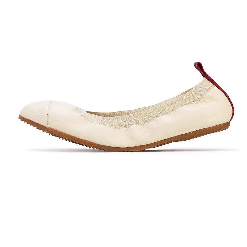 Women's Geometric - Patterned Ballet Flats in Multicolor for a Fashion - Forward Look Sofia - Eggshell and Red Ballet Flats