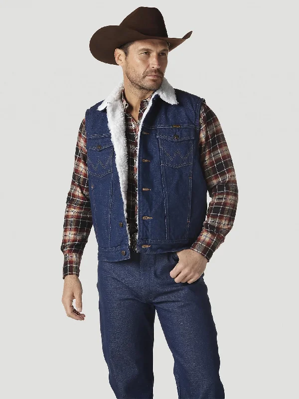 Men's Wool - Blend Vest in Charcoal with a Button - Down Front for a Formal Touch Men's Wrangler Sherpa Lined Denim Vest #74131PW Men's Wool - Blend Vest in Charcoal with a Button - Down Front for a Formal Touch Men's Wrangler Sherpa Lined Denim Vest #74131PW