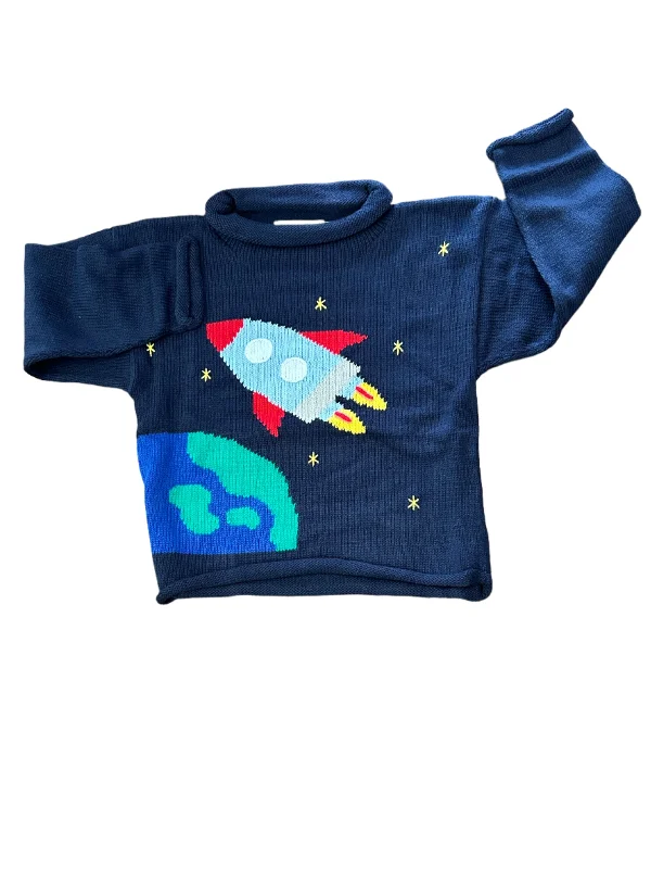  Rocket Ship in Space Rollneck Sweater