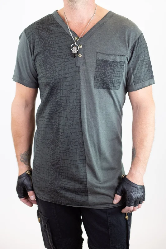 Grey with Black Print