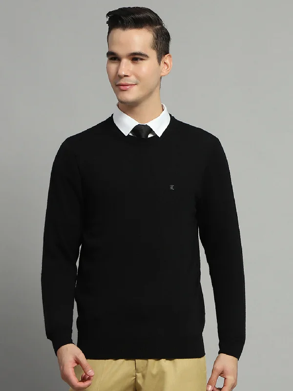 Men's Merino Wool Sweaters for Natural Comfort Men Black Solid Round Neck Full Sleeve Pullover Men's Merino Wool Sweaters for Natural Comfort Men Black Solid Round Neck Full Sleeve Pullover