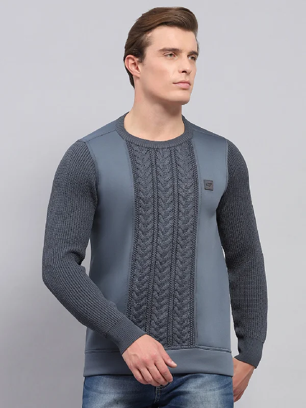 Men's Alpaca Wool Sweaters for Softness Men Grey Self Design Round Neck Full Sleeve Pullover Men's Alpaca Wool Sweaters for Softness Men Grey Self Design Round Neck Full Sleeve Pullover