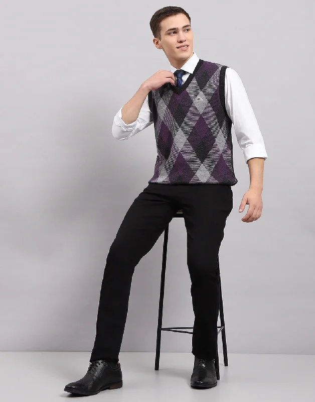 Men's Sweaters with Mock Neck for a Stylish Touch Men Grey Stripe V Neck Sleeveless Sweater Men's Sweaters with Mock Neck for a Stylish Touch Men Grey Stripe V Neck Sleeveless Sweater