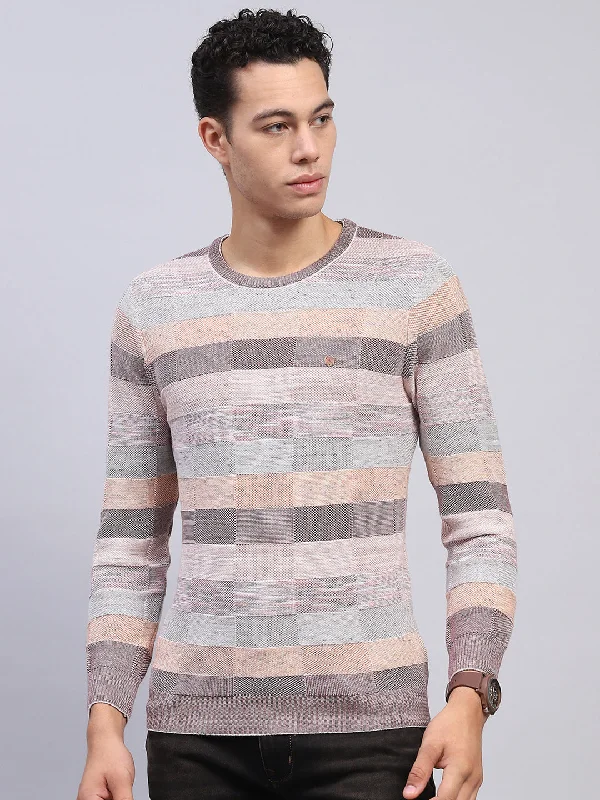 Men's Sweaters with Long Sleeves for Cold Weather Men Multicolor Stripe Round Neck Full Sleeve Pullover Men's Sweaters with Long Sleeves for Cold Weather Men Multicolor Stripe Round Neck Full Sleeve Pullover