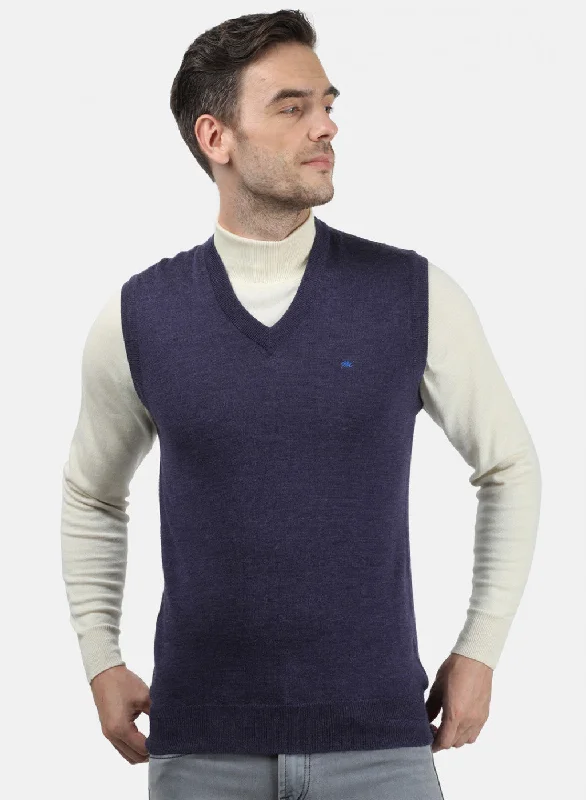 Men's Slim - Fit Sweaters for a Modern Silhouette​ Men Purple Solid Sweater