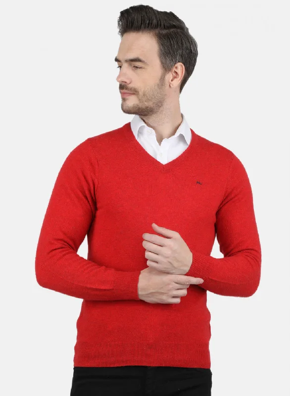 Men's Relaxed - Fit Sweaters for Comfortable Wear​ Men Red Solid Pullover