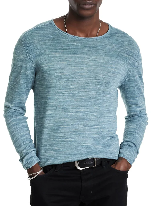  Omar Crew Neck Sweater In Stream Blue