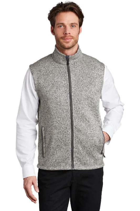 Plus Size Men's Striped Vest in Black and White for a Retro - Inspired Look Port Authority Mens Sweater Fleece Full Zip Vest - Heather Grey Plus Size Men's Striped Vest in Black and White for a Retro - Inspired Look Port Authority Mens Sweater Fleece Full Zip Vest - Heather Grey