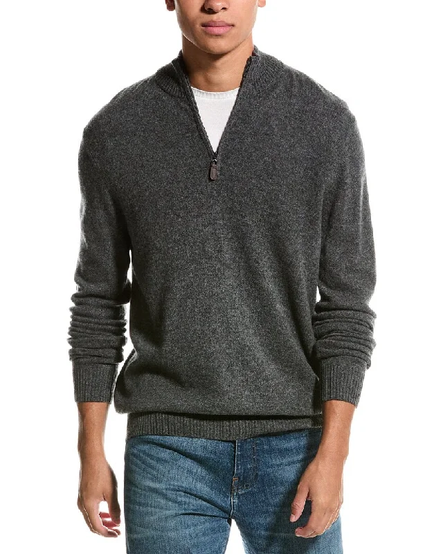  Qi Cashmere 1/4-Zip Cashmere Mock Sweater
