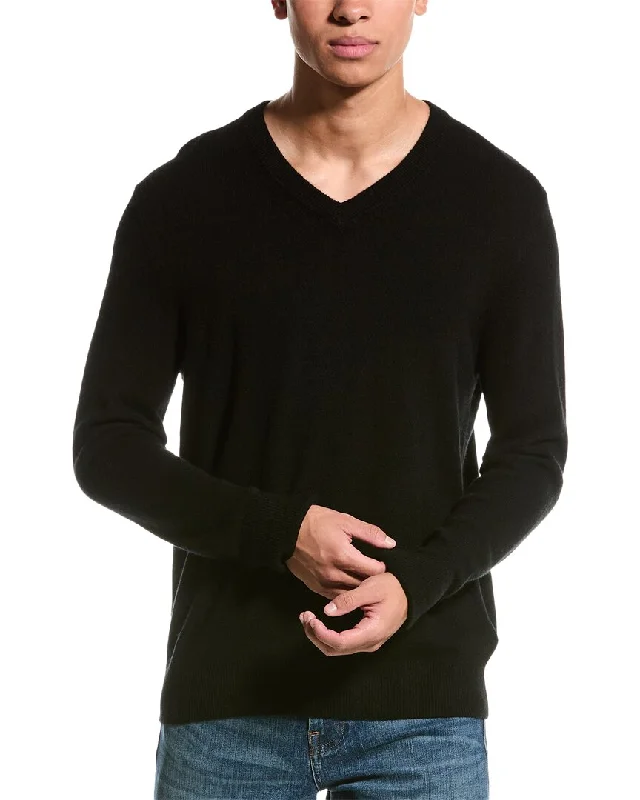 Men's Recycled - Material Sweaters for an Eco - friendly Choice Qi Cashmere Solid Cashmere V-Neck Sweater Men's Recycled - Material Sweaters for an Eco - friendly Choice Qi Cashmere Solid Cashmere V-Neck Sweater