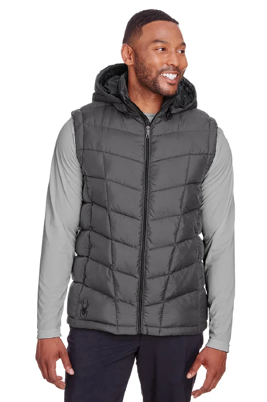 Plus Size Men's Embroidered Silk Vest in Gold for a Luxurious Occasion Spyder Mens Pelmo Full Zip Hooded Puffer Vest - Polar Grey Plus Size Men's Embroidered Silk Vest in Gold for a Luxurious Occasion Spyder Mens Pelmo Full Zip Hooded Puffer Vest - Polar Grey