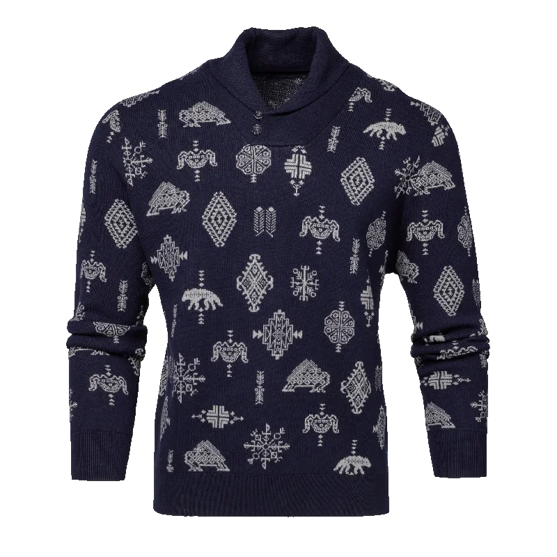 Men's Fleece - Lined Sweaters for Extra Warmth​ Woven Spirits Shawl Sweater