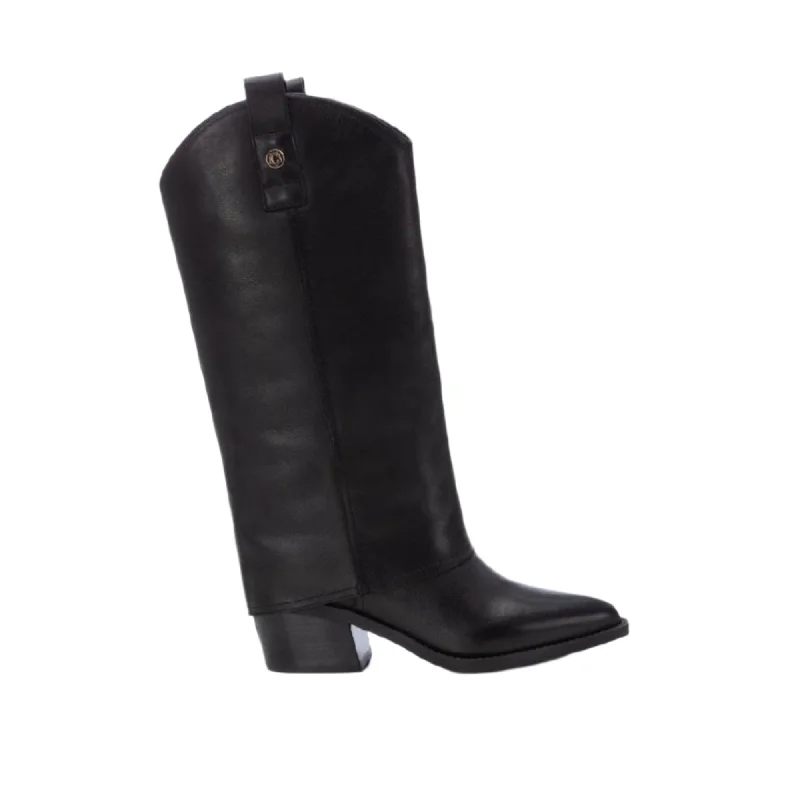 Women's tall boots with a feather - trimmed opening 161879
