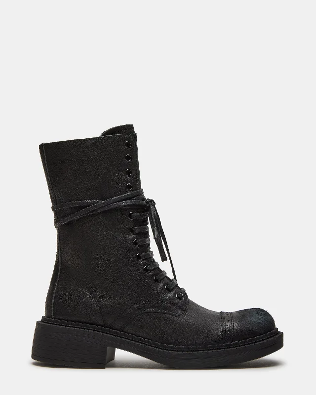 women's booties for spring CRIMSON BLACK LEATHER