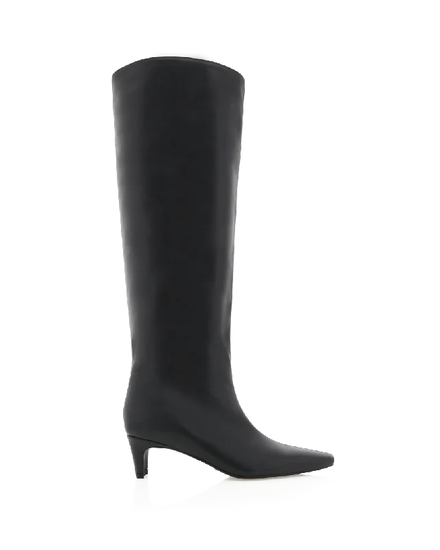 Patent leather knee high boots for a shiny finish​ DIVYA - BLACK