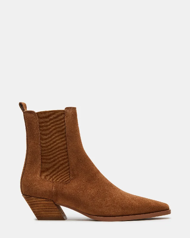 women's booties with zippers EVAN CHESTNUT SUEDE