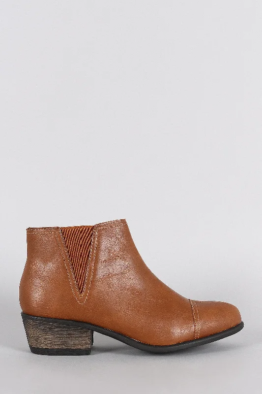 women's booties for knee support Bamboo Almond Toe Western Cowgirl Ankle Boots