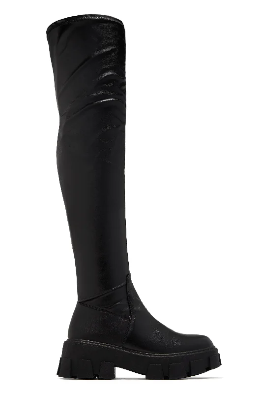 women's booties for spring Weekend Muse Over The Knee Boots - Black