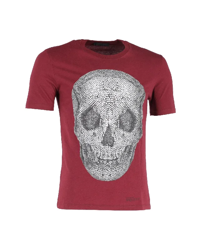 Men's moisture - wicking athletic t - shirts for intense workoutsAlexander McQueen Skull Print T-Shirt in Burgundy Cotton Men's moisture - wicking athletic t - shirts for intense workoutsAlexander McQueen Skull Print T-Shirt in Burgundy Cotton
