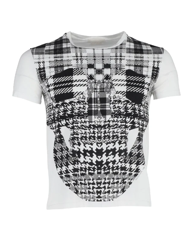 Men's slim - fit graphic t - shirts with vintage rock band printsAlexander McQueen Skull Print T-Shirt in White Cotton Men's slim - fit graphic t - shirts with vintage rock band printsAlexander McQueen Skull Print T-Shirt in White Cotton