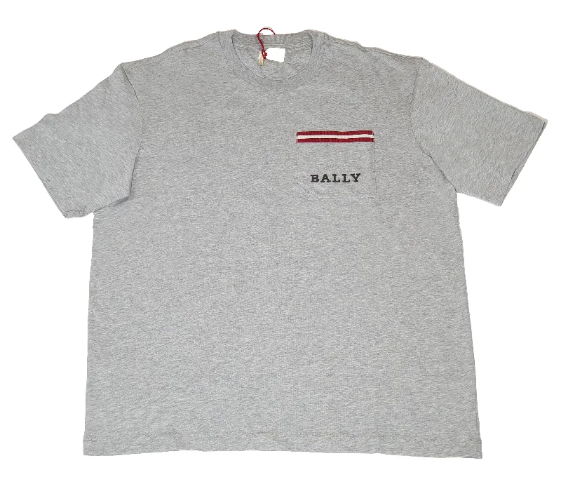 Men's short - sleeve linen t - shirts for summer beach outingsBally 6233730 Men's Grey 100% Cotton Pocket T-Shirt Men's short - sleeve linen t - shirts for summer beach outingsBally 6233730 Men's Grey 100% Cotton Pocket T-Shirt