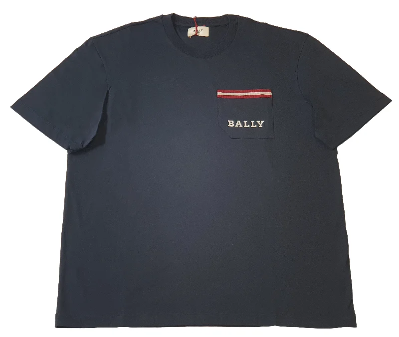 Men's polo t - shirts with a contrast collar for a preppy lookBally 6233731 Men's Navy Blue 100% Cotton Pocket T-Shirt Men's polo t - shirts with a contrast collar for a preppy lookBally 6233731 Men's Navy Blue 100% Cotton Pocket T-Shirt