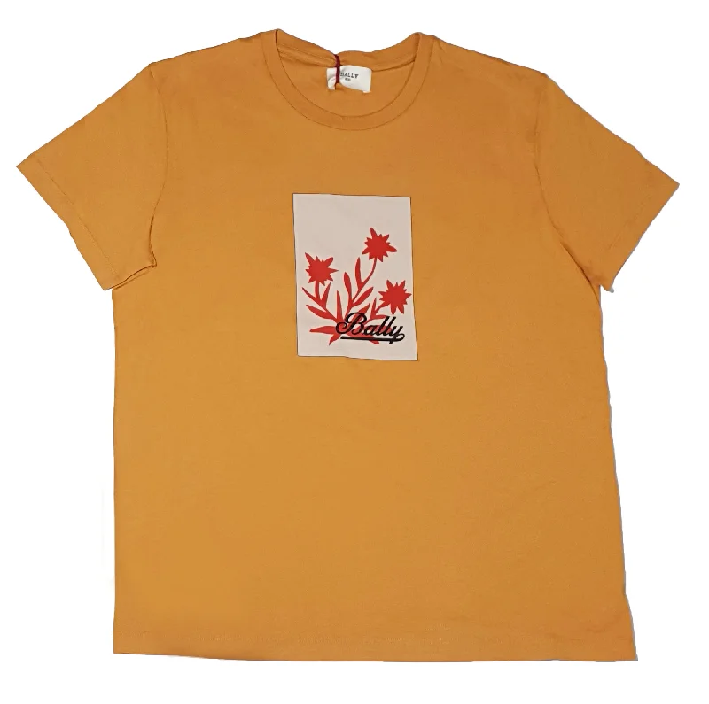 Men's button - front t - shirts with a unique artistic printBally 6301241 Unisex Marigold 100% Cotton Logo T-Shirt Men's button - front t - shirts with a unique artistic printBally 6301241 Unisex Marigold 100% Cotton Logo T-Shirt