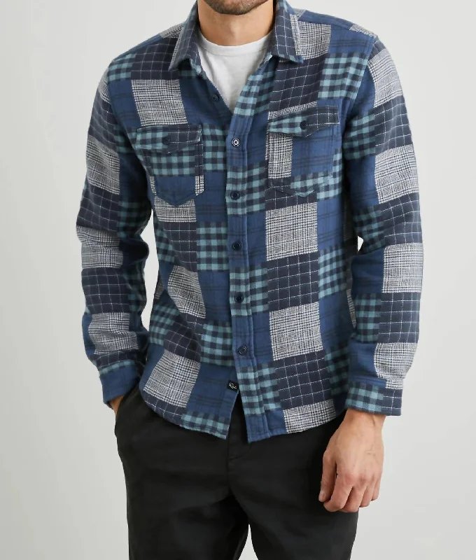 Men's smart - casual checkered t - shirts for semi - formal occasionsBanton Button Down Shirt In Blue Patchwork Men's smart - casual checkered t - shirts for semi - formal occasionsBanton Button Down Shirt In Blue Patchwork