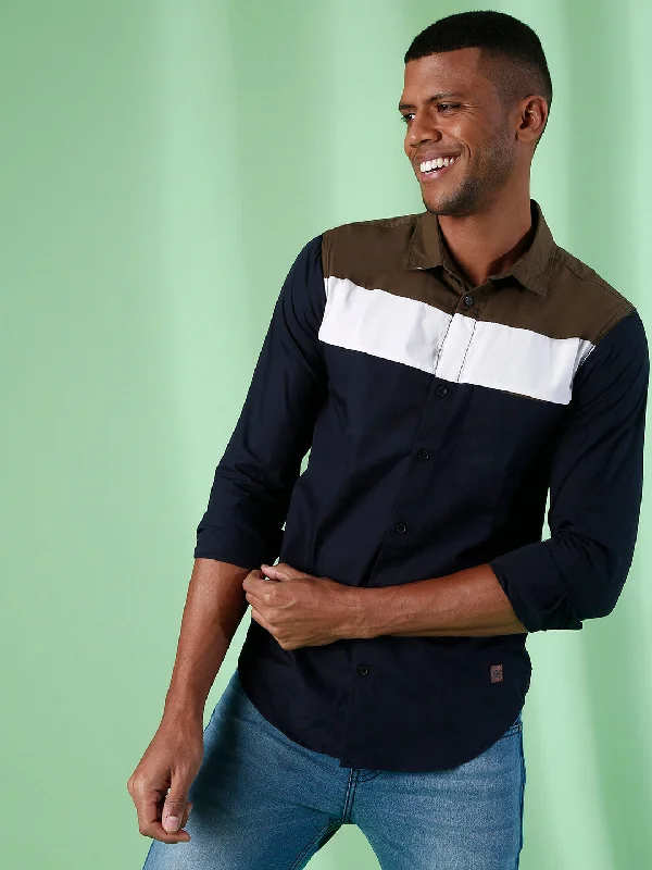 Men's button - front t - shirts with a unique artistic printCampus Sutra Men Color Block Casual Spread Shirt Men's button - front t - shirts with a unique artistic printCampus Sutra Men Color Block Casual Spread Shirt