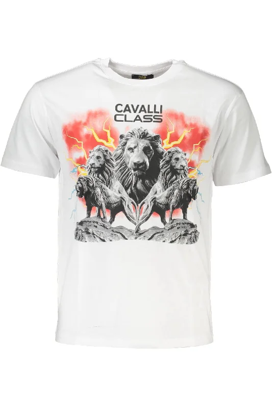Men's mock - neck t - shirts with a modern and sleek styleCavalli Class Elegant Print Logo Men's Tee Men's mock - neck t - shirts with a modern and sleek styleCavalli Class Elegant Print Logo Men's Tee