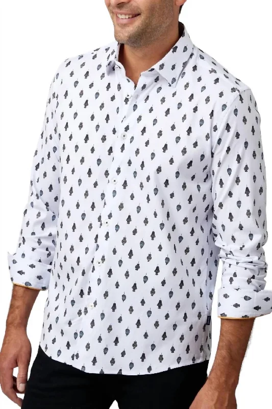Men's plus - size pocket t - shirts with a classic lookChandelier Print Shirt In White Men's plus - size pocket t - shirts with a classic lookChandelier Print Shirt In White