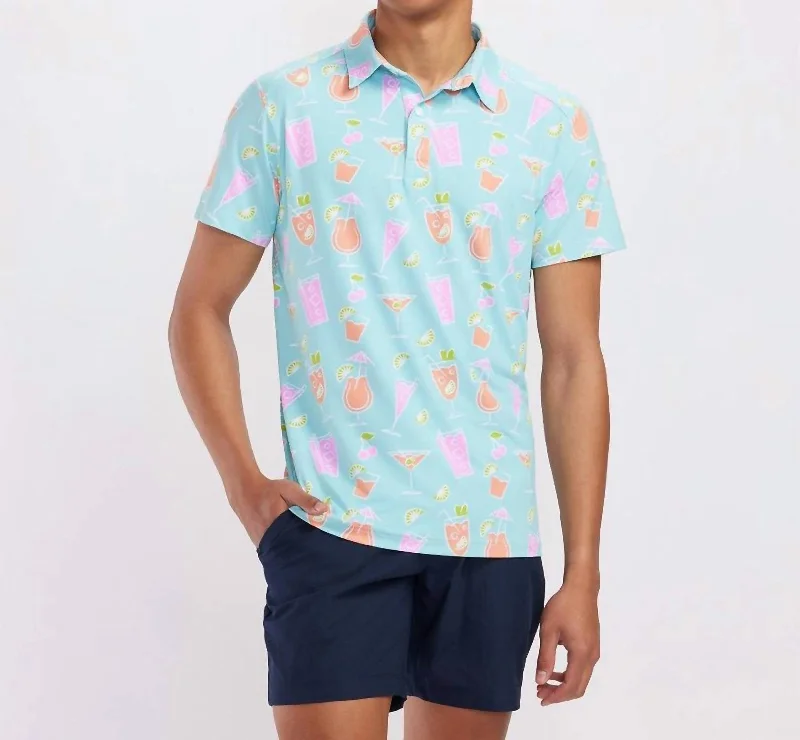 Men's tie - dye t - shirts with a bohemian styleCocktail Caddy Golf Polo In Blue Multi Men's tie - dye t - shirts with a bohemian styleCocktail Caddy Golf Polo In Blue Multi