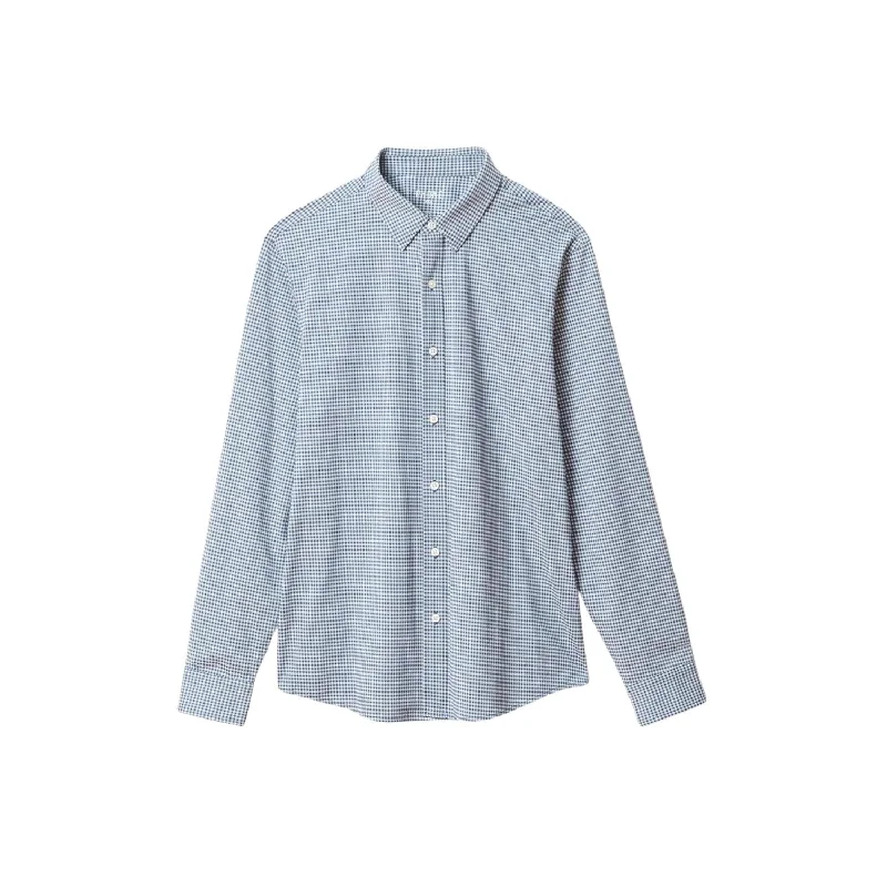 Men's long - sleeve henley t - shirts with button - down placketsCommuter Shirt In Navy Check Men's long - sleeve henley t - shirts with button - down placketsCommuter Shirt In Navy Check