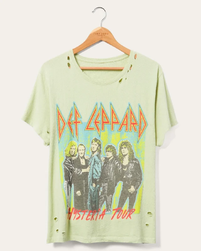 Men's smart - casual checkered t - shirts for semi - formal occasionsDef Leppard Hysteria Tour Vintage Destroy Tee Men's smart - casual checkered t - shirts for semi - formal occasionsDef Leppard Hysteria Tour Vintage Destroy Tee