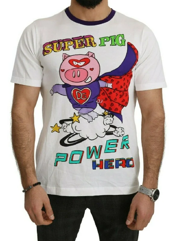 Men's lightweight performance t - shirts for running marathonsDolce & Gabbana Chic Cotton Pig Motif Men's Tee Men's lightweight performance t - shirts for running marathonsDolce & Gabbana Chic Cotton Pig Motif Men's Tee