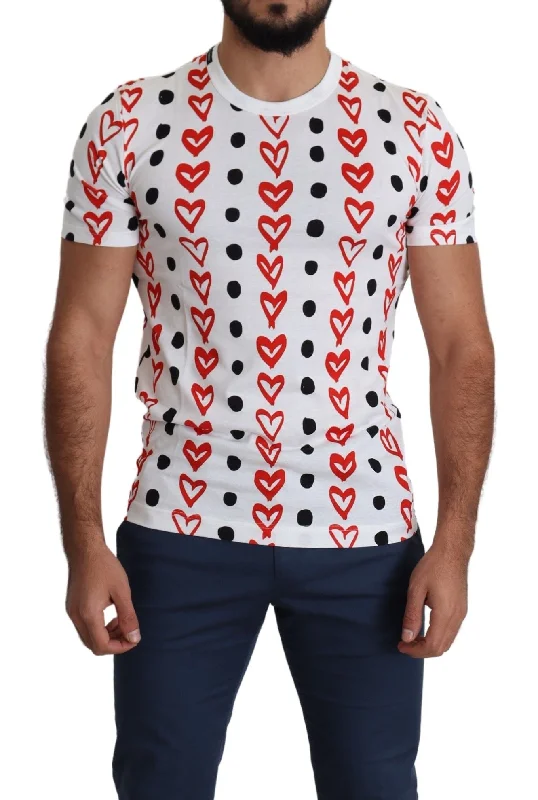 Men's distressed denim - look t - shirts with a rugged appealDolce & Gabbana Chic Cotton Tee with Heart Men's Print Men's distressed denim - look t - shirts with a rugged appealDolce & Gabbana Chic Cotton Tee with Heart Men's Print