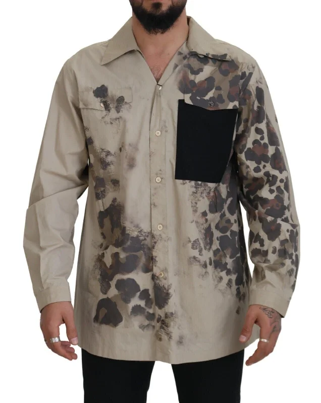 Men's button - front t - shirts with a unique artistic printDolce & Gabbana Cotton Button-Down Casual Men's Shirt Men's button - front t - shirts with a unique artistic printDolce & Gabbana Cotton Button-Down Casual Men's Shirt
