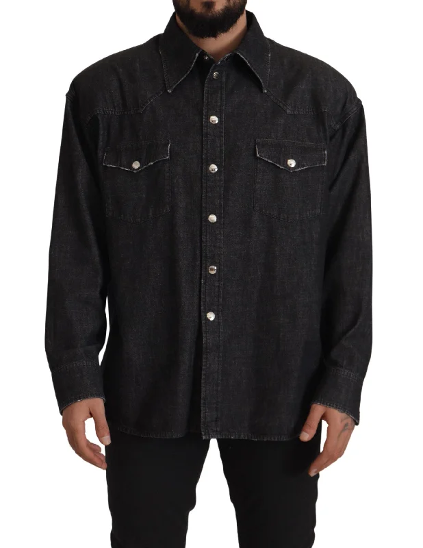 Men's smart - casual checkered t - shirts for semi - formal occasionsDolce & Gabbana Elegant Cotton Blend Casual Men's Shirt Men's smart - casual checkered t - shirts for semi - formal occasionsDolce & Gabbana Elegant Cotton Blend Casual Men's Shirt