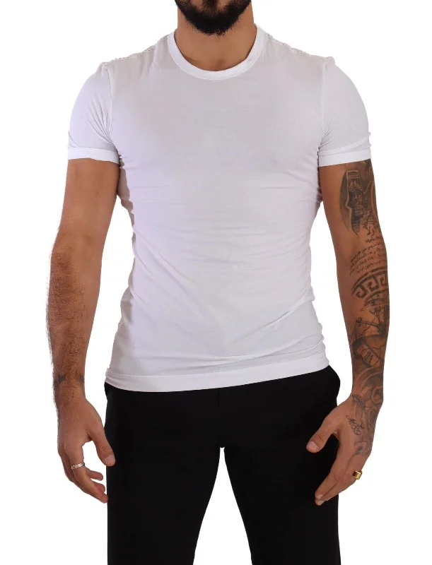 Men's thermal t - shirts with a high - neck design for cold weatherDolce & Gabbana Elegant Cotton Blend Round Neck Men's Tee Men's thermal t - shirts with a high - neck design for cold weatherDolce & Gabbana Elegant Cotton Blend Round Neck Men's Tee