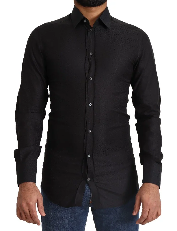 Men's distressed denim - look t - shirts with a rugged appealDolce & Gabbana Elegant Cotton Dress Men's Shirt Men's distressed denim - look t - shirts with a rugged appealDolce & Gabbana Elegant Cotton Dress Men's Shirt