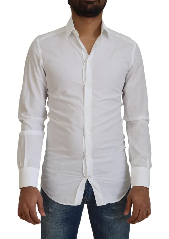 Men's slim - fit graphic t - shirts with vintage rock band printsDolce & Gabbana Elegant Cotton Dress Shirt Slim Men's Fit Men's slim - fit graphic t - shirts with vintage rock band printsDolce & Gabbana Elegant Cotton Dress Shirt Slim Men's Fit