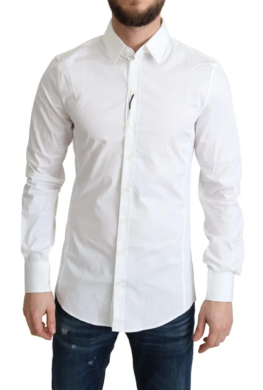 Men's short - sleeve linen t - shirts for summer beach outingsDolce & Gabbana Elegant Cotton Stretch Dress Men's Shirt Men's short - sleeve linen t - shirts for summer beach outingsDolce & Gabbana Elegant Cotton Stretch Dress Men's Shirt